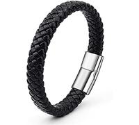 Bracciale Largo in Corda di Cuoio Intrecciato per Uomo Donna Bracciale Rigido a Catena Marrone Nero Durable Processing