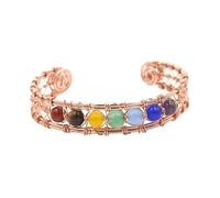 Bracciale largo in metallo con sette perline di cristallo - Gioielli con perline eleganti for donna(RoseGold)