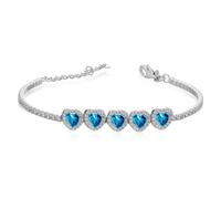 Bracciale Le Scritte dell'Amore Donna Argento 5 Cuori Acquamarina _LSB16