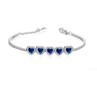 Bracciale Le Scritte dell'Amore Donna Argento 925 Tennis 5 Cuori Blu _LSB19