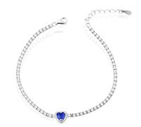 Bracciale Le Scritte dell'Amore Donna Argento925 Modello Tennis Cuore Blu _LSB07