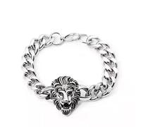 Bracciale leone per uomo, bracciale catena cubana leone per ragazzi, bracciale rigido leone vichingo norreno, bracciale polsino leone punk, bracciale catena maglia cubana leone, bracciale testa leone