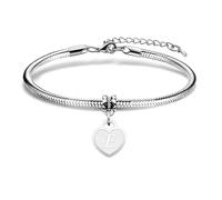 Bracciale lettere. Nome personale Initial Pendente Argento Braccialetto Gioielli Regalo per le Donne. Regalo del per la mamma, lei, moglie, compleanno, San Valentino, anniversario (Lettera E)