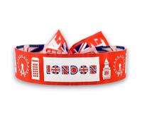 Bracciale Londra | Design "London" Union Jack, Big Ben e Cabina Rossa | Souvenir britannico regolabile, Standart, N/D, N/D