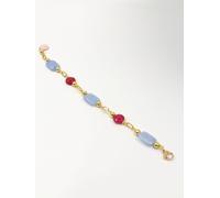 Bracciale luana con giada blu ghiaccio e occhio di gatto fuxia