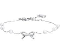 Bracciale Luca Barra Acciaio Maglia Sottile Perle e Fiocco Centrale _BK2732