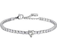 Bracciale Luca Barra Acciaio Silver Tennis Zirconi Cuore Bianchi _BK2280