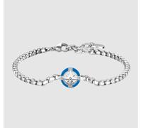 Bracciale Luca Barra Uomo Acciaio Centrale Ancora Cromata Blu _BA1832