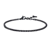 Bracciale Luca Barra Uomo Acciaio Nero Tennis Zirconi Neri _BA1887