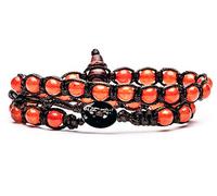 Bracciale lungo due giri originale tibetano Tamashii realizzato con pietre naturali AGATA FUOCO DOPPIO GIRO