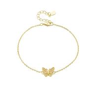 Bracciale Madre Figlia, Bracciali Donna Boho Farfalla Con Taglio Rotondo Diamante Pt950 e Oro Bianco, 20+3CM, Oro giallo 18 carati, Diamante