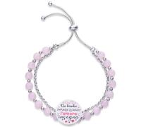Bracciale maestra originale di ringraziamento dell'insegnante rosa, Bracciale maestra perline Doppio, Gioielli inossidabili braccialetto acciaio inox, regalo per insegnante di danza 16-21cm regolabile
