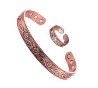 Bracciale magnetico con fiore di pruno da 1 pezzo, anello con fiore di pruno da 1 pezzo, braccialetto regolabile in rame, braccialetto antistatico da donna, accessori retrò alla moda.
