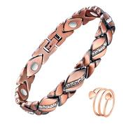 Bracciale magnetico in rame puro per donne, braccialetto di rame ad ultra resistenza efficace con box regalo e strumento di rimozione