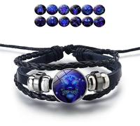 Bracciale Manifestazione, Bracciale in Pelle Regolabile Fatto A Mano, Dodici Bracciali della Serie Constellation per Uomini E Donne Come Regali, Leo, Specialty Size