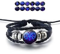 Bracciale Manifestazione, Bracciale in Pelle Regolabile Fatto A Mano, Dodici Bracciali della Serie Constellation per Uomini E Donne Come Regali, Aries, Specialty Size