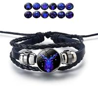 Bracciale Manifestazione, Bracciale in Pelle Regolabile Fatto A Mano, Dodici Bracciali della Serie Constellation per Uomini E Donne Come Regali, Capricorn, Specialty Size
