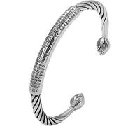 Bracciale mantra a sei personaggi da uomo con cuore sutra braccialetto aperto retrò intrecciato linea bracciale uomo carino San Valentino orecchini, 1a-argento, Taglia unica