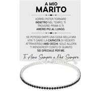 Bracciale Marito Argento Sterling 925 Compleanno Idee Regali per lui, Bracciale Marito Tennis oro Idea Regalo Natale - Cofanetto con DEDICA incluso. (Marito - 3)