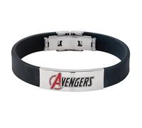 Marvel Bracciale Acciaio Inossidabile con Avengers per Bambine, Lunghezza 18 cm, in Pelle Nero