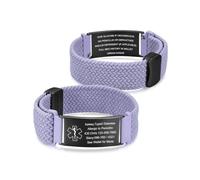 Bracciale Medico Personalizzato, Bracciale ID Medico Inciso, Nylon Regolabile con Chiusura Magnetica per Diabete Allergie Epilessia, Uomo Donna (Viola)