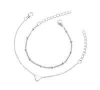 Bracciale Metallo Argenteo Classico Semplice Doppio Cuore Amore Donna GirÈ Creativo e utile Durable Design