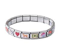 Bracciale modulare italiano, 17,5 x 17,5 x 0,9 cm, in acciaio inox, realizzato a mano, modulare, regolabile, per viaggiare di notte, spiaggia, spiaggia, B, Acciaio inossidabile, vedi descrizione