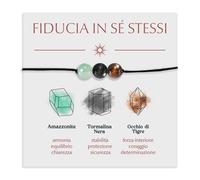 Bracciale Motivazionale con Pietre Naturali e curative per lui uomo per lei donna Corda Regolabile Fatto a Mano Regalo Ispirazione Protezione - Cofanetto con DEDICA INCLUSO (fiducia in se stessi)