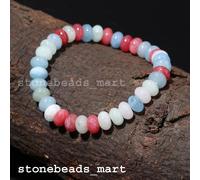 Bracciale multi pietre preziose quarzo liscio 8-9 mm chakra stretch gemme 7"