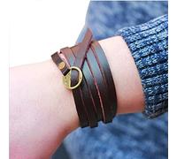 Bracciale Multistrato di Moda a Cinque Cerchi Bracciale Avvolgente in Pelle Bracciale Charms Bracciale Gioielli Bracciale, 1# Molto Pratico e Popolare Fashion Book