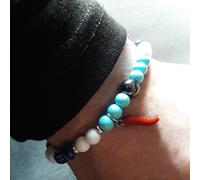 Bracciale NAPOLI perle Lapislazzuli e con corno CORNETTO Rosso braccialetto uomo