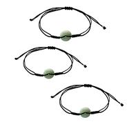 Bracciale Natural Jade Donut Bracciale, braccialetto feng shui, braccialetto di ricchezza, perle di Buddha Bracciale, regalo di buona fortuna per uomini donne donne gioielli (colore: 3pcsblack)