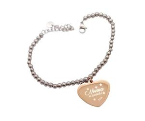 Bracciale Nonno Cuore Acciaio Inox RoseGold Nome Dedica Incisione Personalizzata