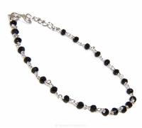 bracciale o collana argento 925 UOMO DONNA cristallo vero nero linea Marsigliesi