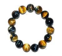 Bracciale occhio di tigre blu da 16 mm con occhio dorato, adatto per polsi da 22,9 cm, per uomini e donne, protezione dalla gemma malvagia, pietra portafortuna naturale per giugno