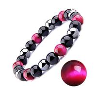Bracciale occhio di tigre, Qualità di grado A, 6/8/10MM, eliminare l'elettricità statica, alleviare la fatica, guidare la tendenza della moda (Bracciale magnetico con occhio di tigre rosa, 10MM)