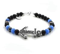 Bracciale Onice Nera Occhio di Falco ancora zirconi argento 925 uomo donna Desja