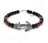 Bracciale Onice Nera Pietra del Sole Ematite ancora argento 925 unisex Desja