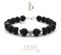Bracciale Onice Nero Argento 925 Pietre Naturali 8mm Uomo Donna | Clarise Black