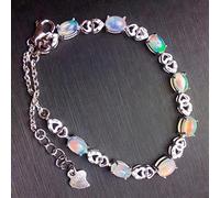 Bracciale Opale Multicolore Naturale Bracciale con Pietre preziose Naturali Bracciale 925 da Donna, Ragazza, Festa, Regalo Cuore Gioielli