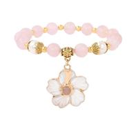 Bracciale opale - Shell Flower Pendant Charm Bracciale Perle Ametiste Quarzi Rosa Opale Perline Braccialetti Elastici Per Donne Uomini Gioielli Gioielli, A, A