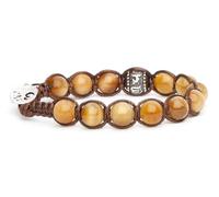 Bracciale originale Tibetano con ruota della preghiera in argento e pietre naturali. Unisex. Taglia unica. Benedetto dai Monaci Tibetani. (occhio di tigre)