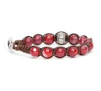 Bracciale originale Tibetano con ruota della preghiera in argento e pietre naturali. Unisex. Taglia unica. Benedetto dai Monaci Tibetani. (agata rosso scuro)