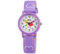 Bracciale orologio QBOS per bambina con cuori in similpelle viola