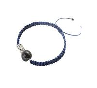 Bracciale ossidiano Nero, di alla Fragola Naturale Obsidian Crystal 925 Bracciale d'Argento per Le Donne Talisman Regolabile Protegge la Fortuna Amore Wealth Giorna Felice Blossom, Blu, Blu