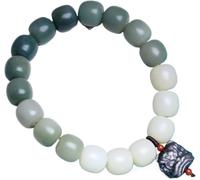 Bracciale ossidiano Nero, Perle a Botte a Gradiente da 9x10 mm Perle d'ossidiana Intagliato Intagliato a Ciondolo Amuleto Elastico Bracciale Elastico per buona Fortuna prosperità