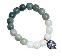 Bracciale ossidiano Nero, Perle a Botte a Gradiente da 9x10mm Perle d'ossidiana Intagliato Intagliato Fortunato a Ciondolo Bracciale Elastico amuleto Spirituale per buona Fortuna prosperità