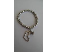 BRACCIALE PALLINA DONNA ARGENTATO ELEGANTE CON CHARMS CUORE SFERA SONORA ANGELO