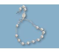 Bracciale Palline in Argento 925 Rosario con Croce e Perle di Fiume VERE DONNA a