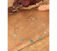 Bracciale Pampille Perle Di Cristallo Blu In Oro Placcato 18 Carati 750/1000